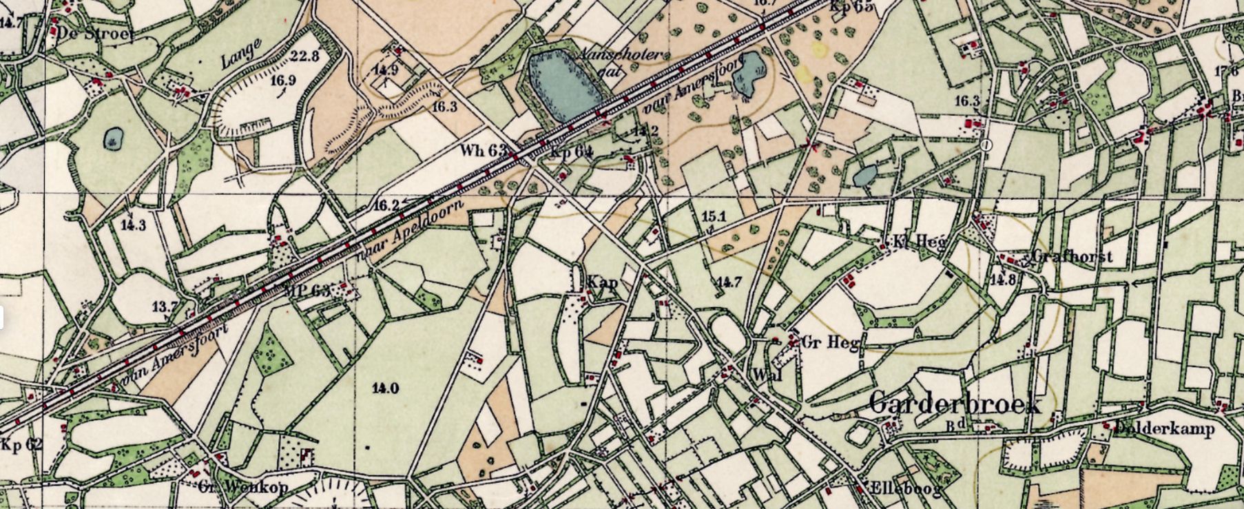 Garderbroek, met de Kap en de Kapweg, kaart uit 1931, via Topotijdreis.nl