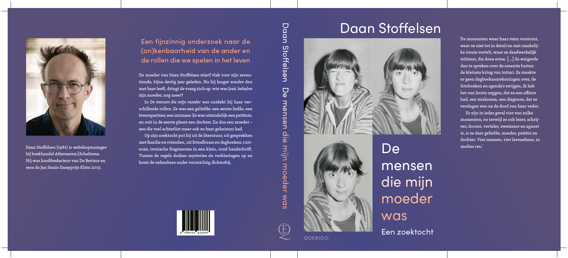Het omslag, met flappen, van Daan Stoffelsen, De mensen die mijn moeder was. Een zoektocht